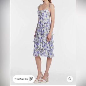 Amanda Uprichard Adelina Dress In Margate $304 Floral Tiered Maxi Dress sz Small